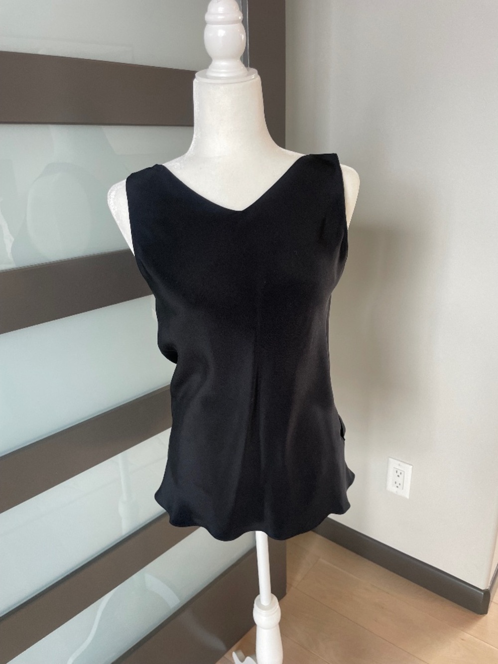 L'Agence 100% Silk Cross Drape Open Back Tank Top